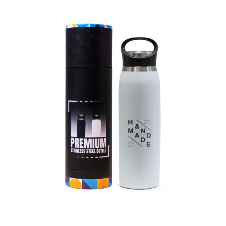 Double Wall Stainless Steel Bottle with Handle Lid White
