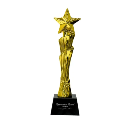 Award Trophy Star edges joint slanted full gold with black base