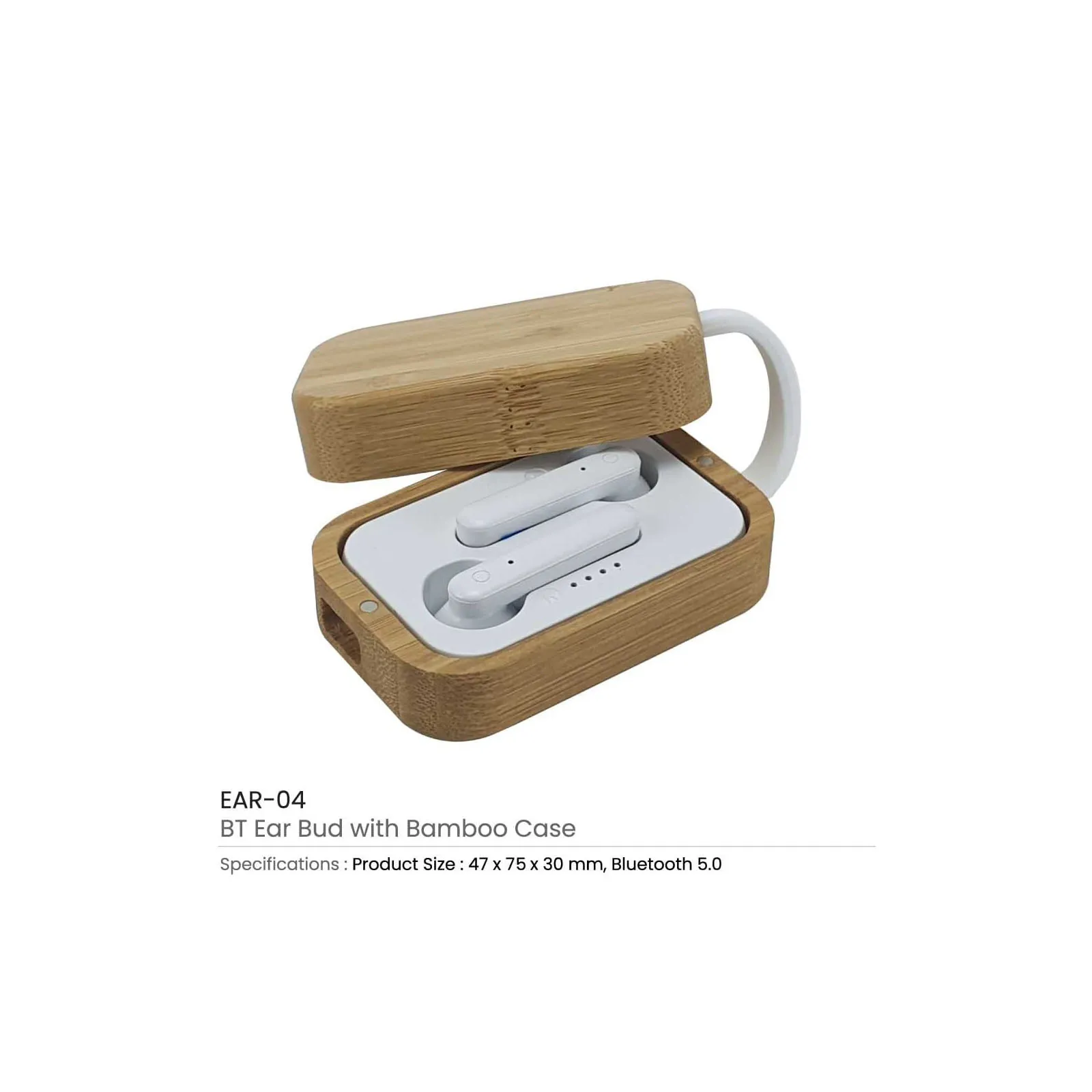 BT Earbuds with Bamboo Case & High Audio Quality