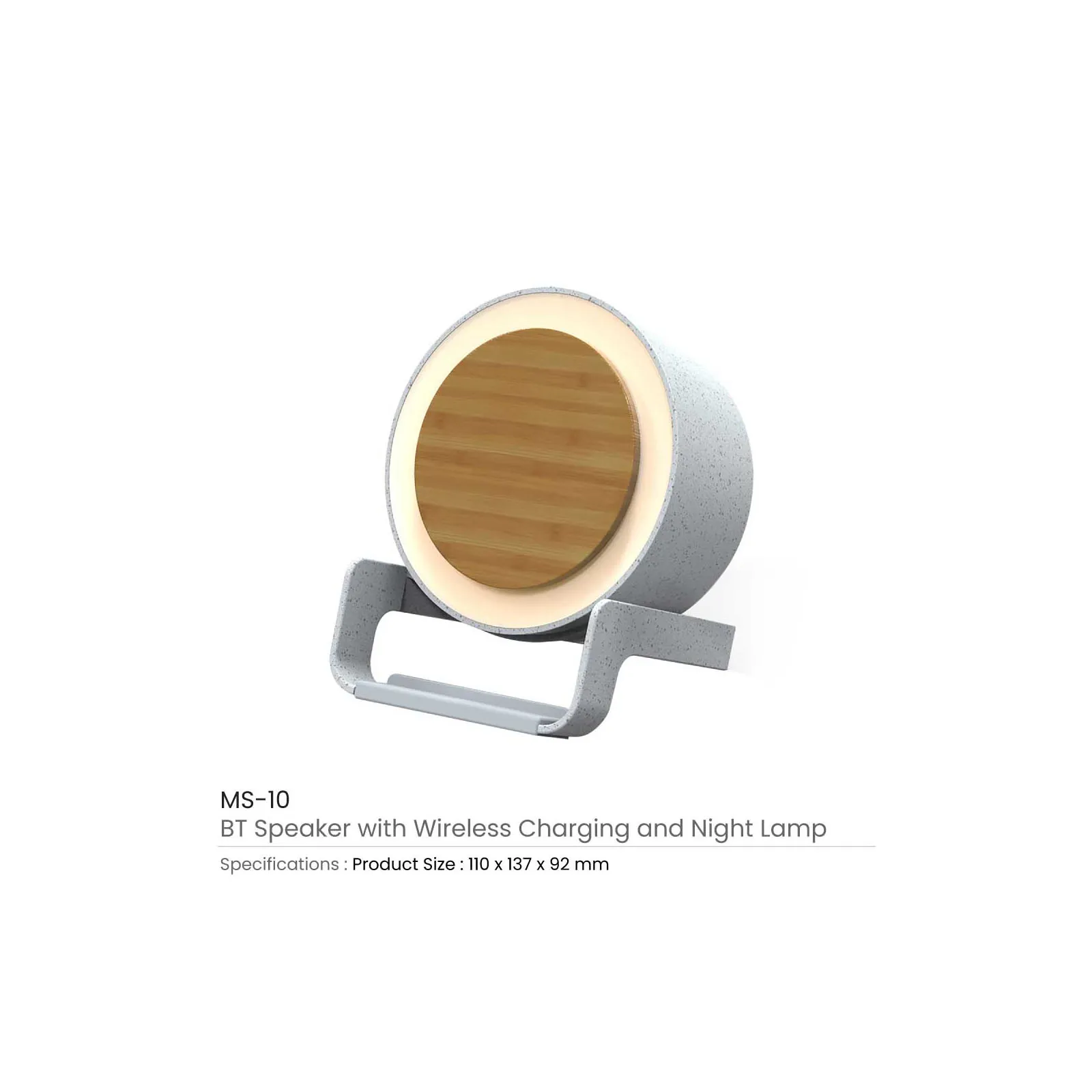 BT Speakers with 10W Wireless Charging & Night Lamp