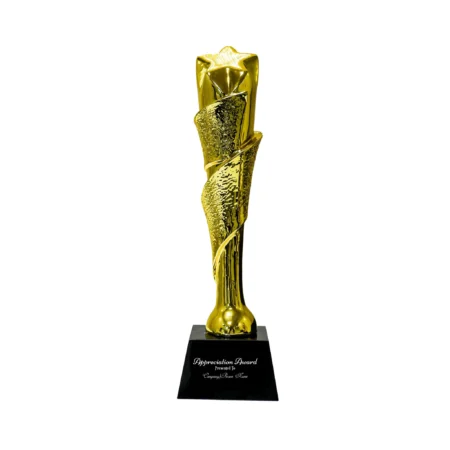 Award Trophy Star edges joint slanted full gold with black base