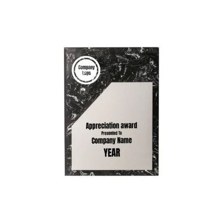 Black Stone Plaque Award with Metal Plate