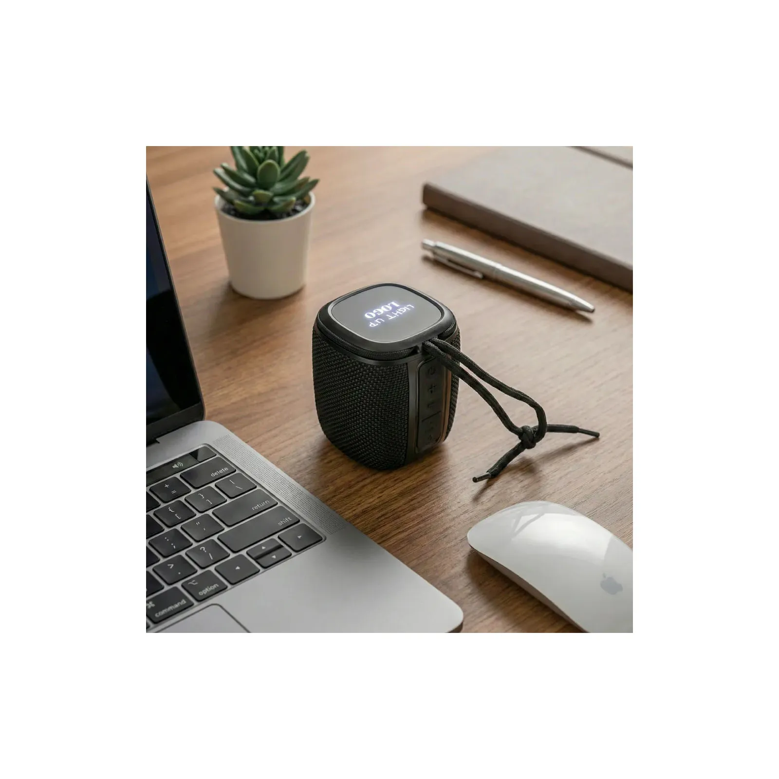 Portable Bluetooth Speakers, Light-Up Logo, Hands-Free Call with Lanyard