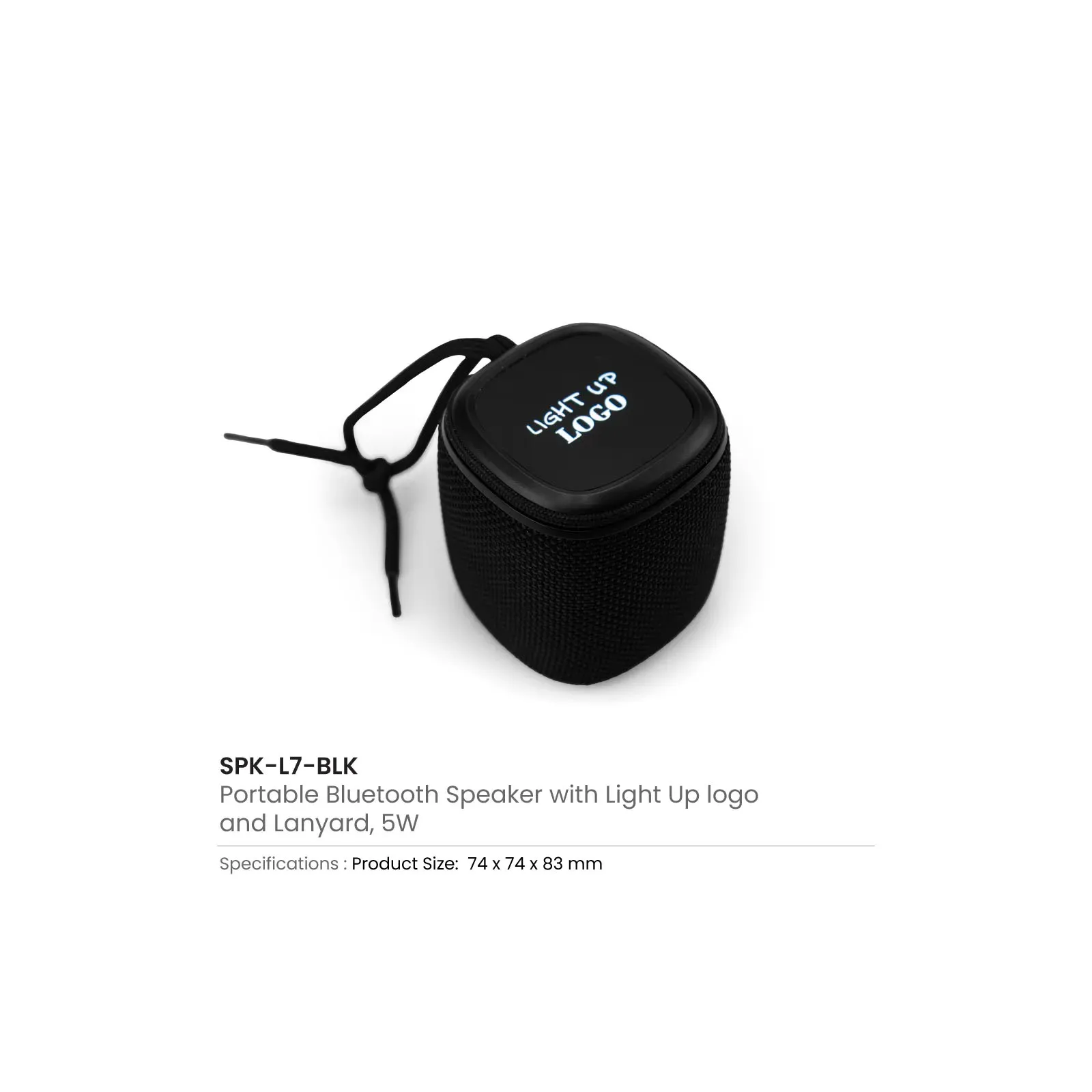 Portable Bluetooth Speakers, Light-Up Logo, Hands-Free Call with Lanyard