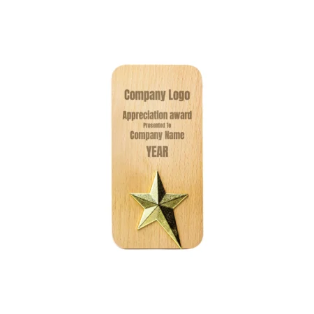 Wooden Trophy with Gold Star