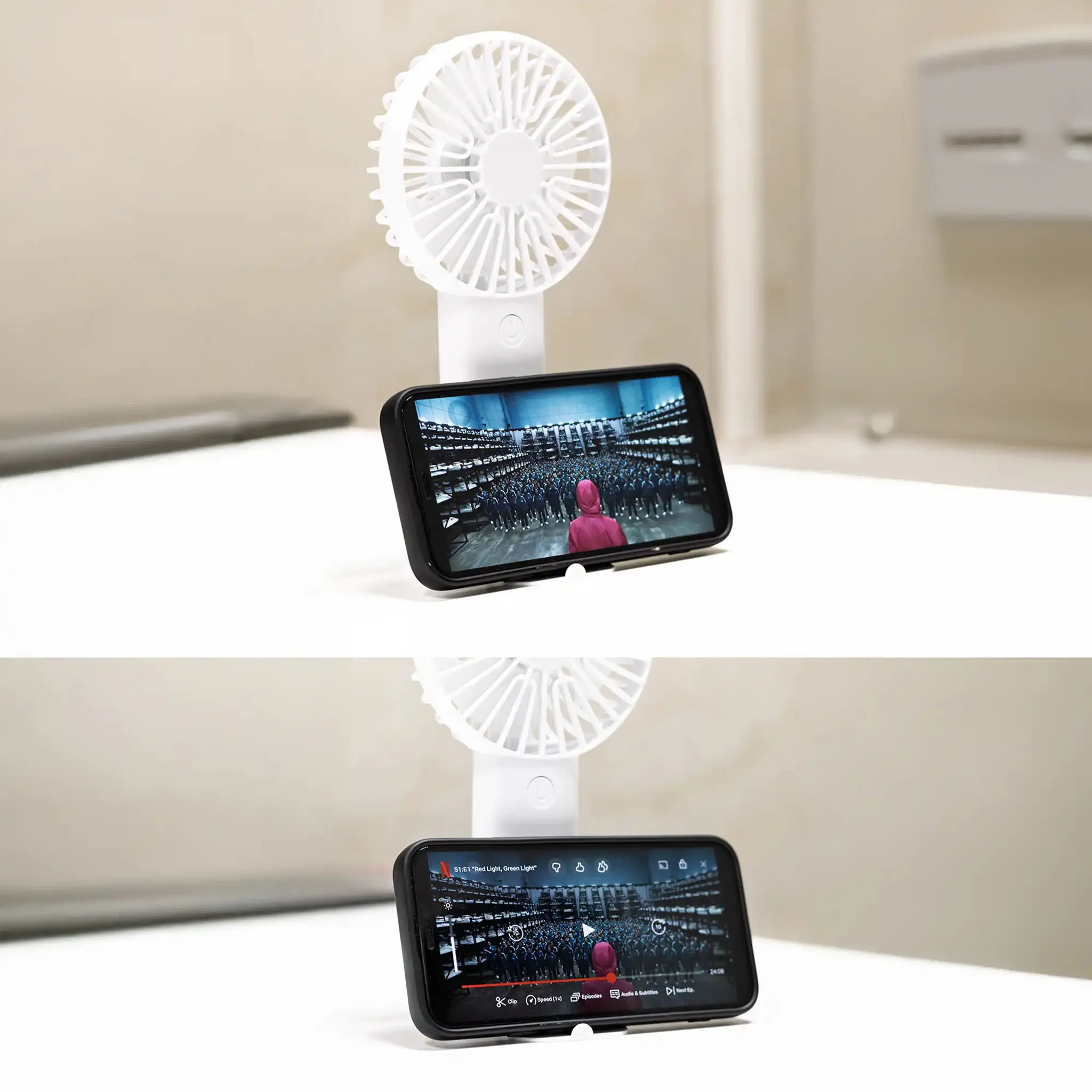 Smart Portable Rechargeable Desk Fan with Mobile Holder - Image 4