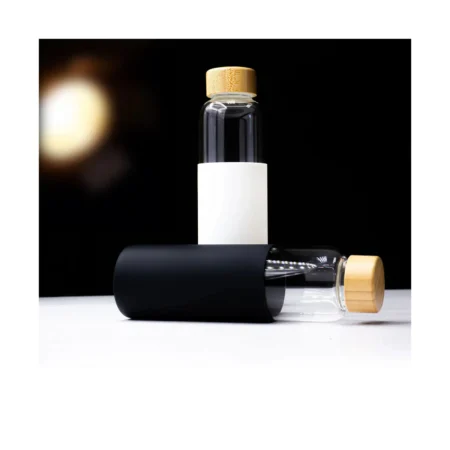 Bamboo Lid Glass Bottle With Silicon Case WT