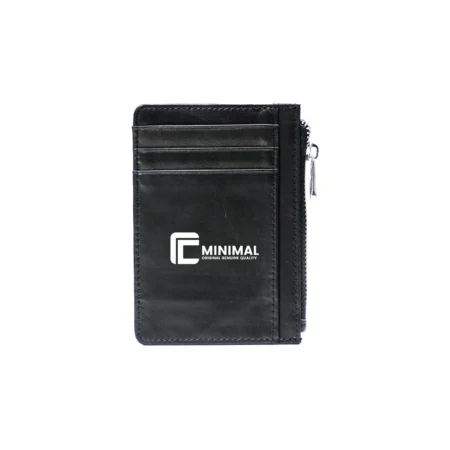 Zipper Leather Card Holder – Black