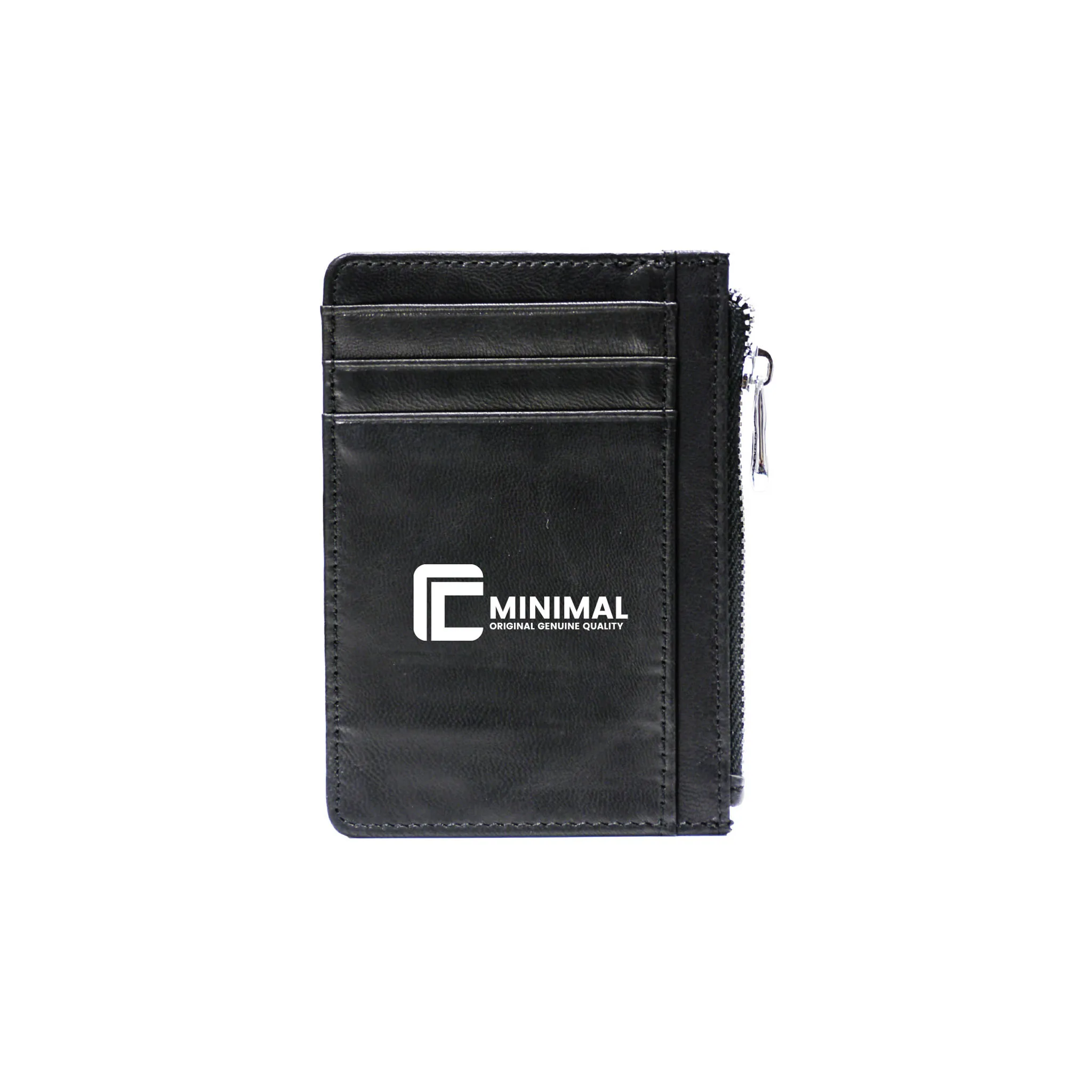 Zipper Leather Card Holder – Black