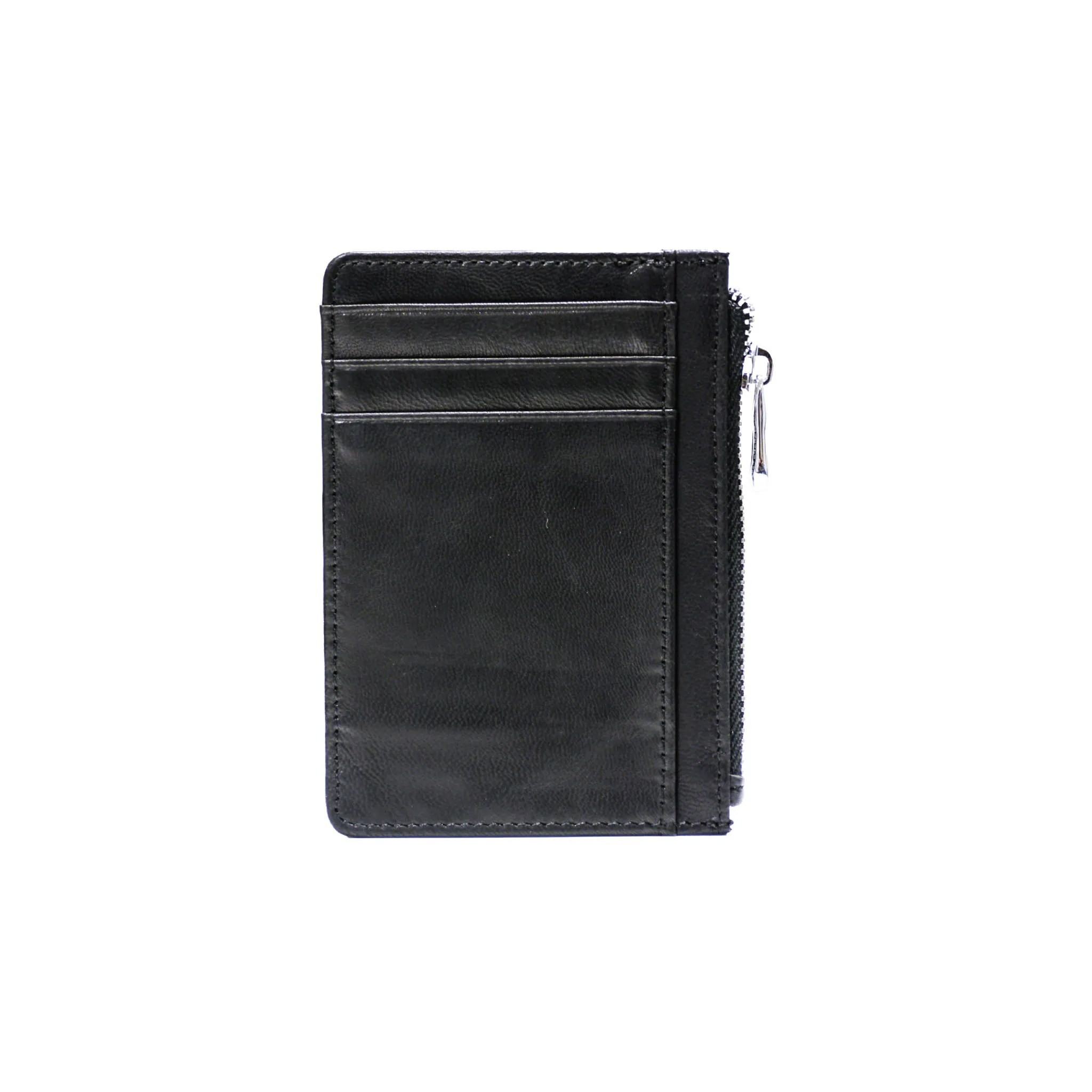 Zipper Leather Card Holder – Black - Image 2