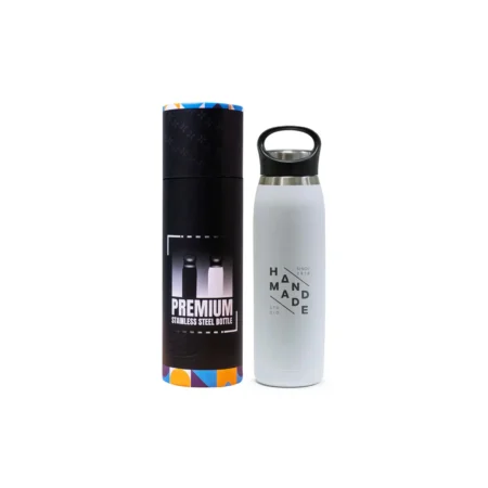Double Wall Stainless Steel Bottle with Handle Lid White
