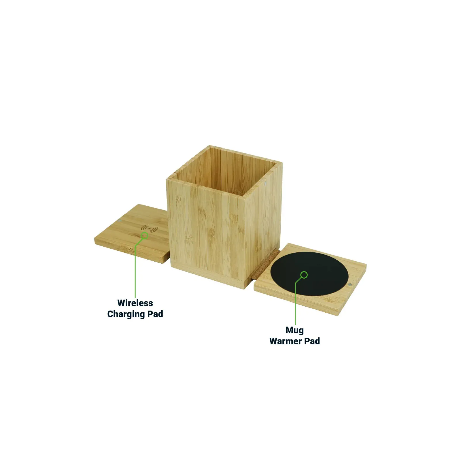 Foldable Fast Wireless Charging Pad 15W with Mug Warmer & Pen Holder