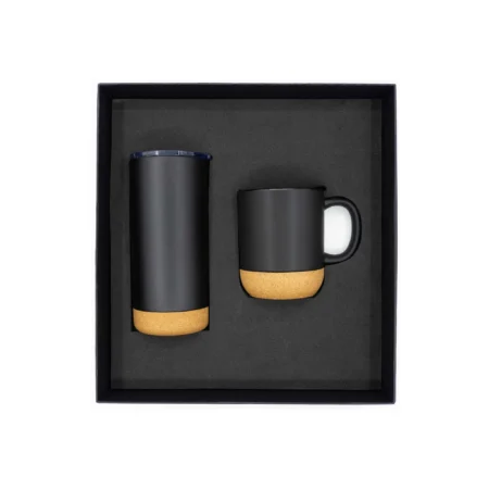 Promotional Gift Set with Cork Ceramic Mug and Tumbler