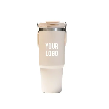 Tumbler with Handle and Sipper Sand Beige